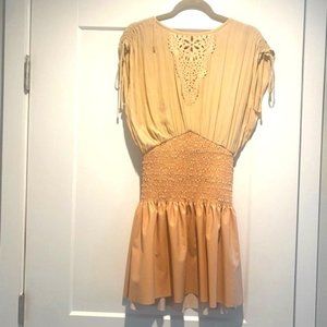 Ramy Brook Summer Dress with Leather Skirt and Front Detail